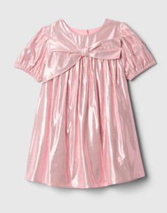 Vestido "Gap" - Little Girl - De lamé rosa con moño, viene con bombacha cubrepañal - comprar online