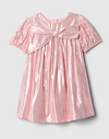 Vestido "Gap" - Baby Girl - De lamé rosa con moño, viene con bombacha cubrepañal - comprar online