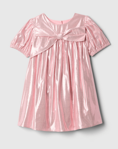 Vestido "Gap" - Baby Girl - De lamé rosa con moño, viene con bombacha cubrepañal - comprar online