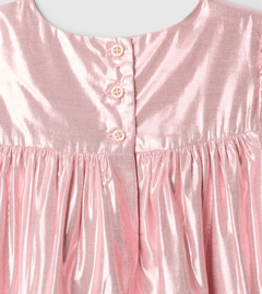 Vestido "Gap" - Baby Girl - De lamé rosa con moño, viene con bombacha cubrepañal - Lupeluz
