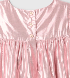 Vestido "Gap" - Baby Girl - De lamé rosa con moño, viene con bombacha cubrepañal - Lupeluz