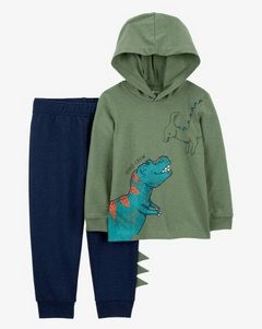 Conjunto "Carter´s" - 2 piezas remera verde con dino + jogging azul - comprar online