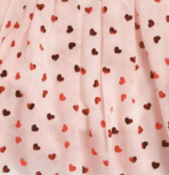 Vestido "Lila & Jack" - Blanco con tul rosa corazones + can can - Lupeluz