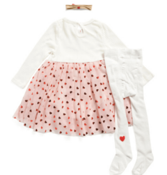 Vestido "Lila & Jack" - Blanco con tul rosa corazones + can can - tienda online