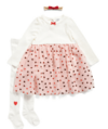 Vestido "Lila & Jack" - Blanco con tul rosa corazones + can can - comprar online