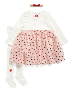 Vestido "Lila & Jack" - Blanco con tul rosa corazones + can can - comprar online