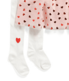 Vestido "Lila & Jack" - Blanco con tul rosa corazones + can can en internet