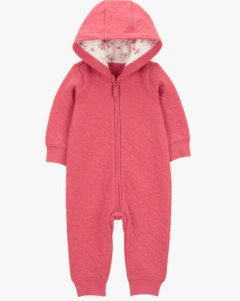 Osito "Carter´s" - De metalasé rosa, con capucha florcitas, sin pies - comprar online