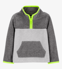 Buzo "Osh Kosh"- Little Boy - De micropolar, 1/2 cierre, gris con amarillo