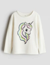 Remera H&M - Big Girl - Cruda con unicornio grande, manga larga - comprar online