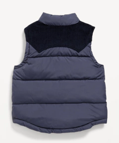 Chaleco "Old Navy"- Inflado azul con detalles en corderoy - Lupeluz