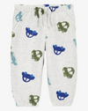 Pantalón "Carter´s" - De algodón con frisa gris con autos azules y verdes - comprar online