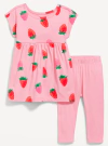 Conjunto "Old Navy" - Vestido corto + calza, rosa con frutillas - comprar online