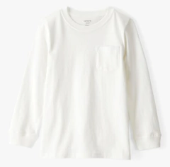 Remera "Carters" - Manga larga blanca lisa con bolsillo - comprar online