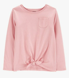 Remera "Carter´s" - Rosa manga larga con bolsillo y nudo - comprar online