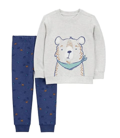 Conjunto "Carter´s" - 2 piezas de algodón rústico, buzo + jogging gris y azul con oso - comprar online