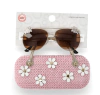 Anteojos de sol "Wonder Nation" Aviador dorado con margaritas, con estuche rosa con flores - comprar online