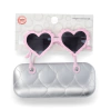 Anteojos de sol "Wonder Nation" rosas forma de corazon, con estuche matelasé plateado - comprar online