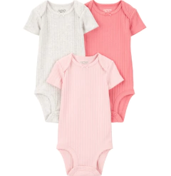 Bodies x 3 unidades - Gris, rosa y fucsia, con moñitos y rayitas - comprar online