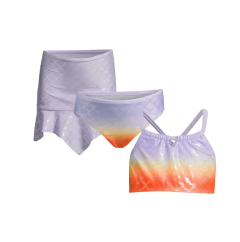 Malla "Wonder Nation" - 3 piezas, bikini escamas sirena + pollera - tienda online