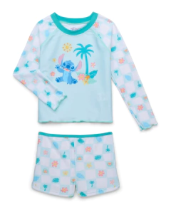 Malla "Disney" - 2 piezas remera UV manga larga + minishort verde agua con "Stich" - comprar online