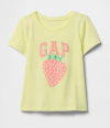Remera "Gap" - Amarilla con logo frutilla rosa - comprar online
