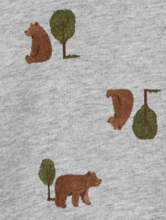 Osito "Carter´s", de algodón gris con osos, sin frisa y sin pies - tienda online