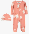 Osito "Carter´s", algodón, rosa con flores y gorrito - comprar online