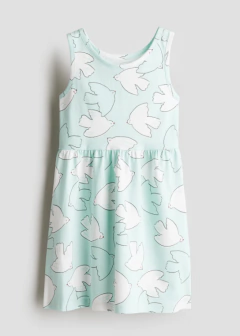Vestido H&M - Little girl - Verde agua con palomas - comprar online