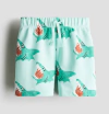 Short "H&M" - Little Boy - De algodón rústico verde con tiburones - comprar online