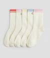 Medias "H&M" - Pack x 5 unid. crudas con vivos de colores y florcitas bordadas - comprar online