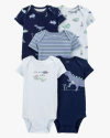 Bodies "Carter´s" x 5 unidades - Celeste y azul con dinosaurios - comprar online