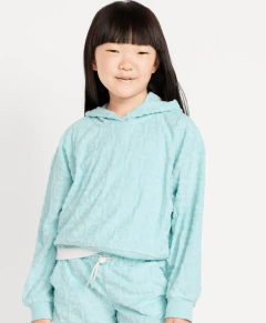 Buzo "Old Navy". De towel verde agua con flores y smiles - comprar online