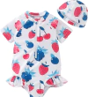 Malla "Ocean" - Little Girl - Enteriza manga corta blanca con estampas en azul y rojo, gorro de regalo!! - comprar online