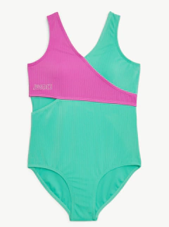 Malla "Justice" - Enteriza acanalada verde y violeta - comprar online