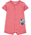 Enterito "Carter´s" - De algodón rayado rojo con camión - comprar online