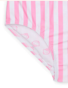 Malla "Hello Kitty" - Enteriza fucsia y blanco con recortes - Lupeluz
