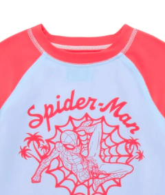 Conjunto "Marvel" - Remera UV manga corta + malla celeste y rojo con Spiderman - tienda online