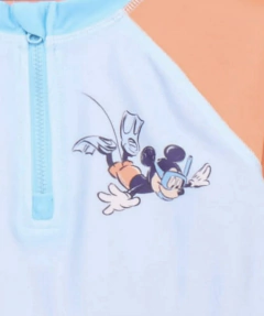 Imagen de Conjunto "Disney" - Remera UV manga larga + malla celeste y naranja con Mickey