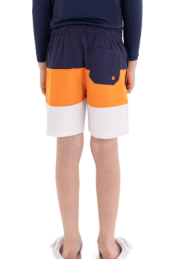 Malla "USPoloassn" - Azul, blanco y naranja con logo bordado