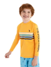 Remera UV - "USPoloassn" - Manga larga naranja con rayitas de colores y logo estampado - comprar online