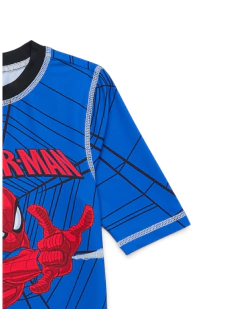 Remera UV "Marvel" - "Spiderman" - Azul francia y rojo, manga corta - Lupeluz