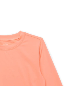 Remera UV "Wonder Nation" - Naranja flúo, manga larga, con detalle elástico a los costados - Lupeluz