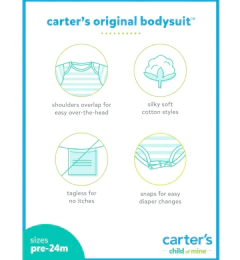 Bodies "Carter´s" x 3 unidades - Blancos lisos manga corta - tienda online