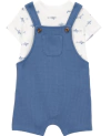 Conjunto "Carter´s" - 2 piezas, enterito de morley azul + remera tiburones - comprar online