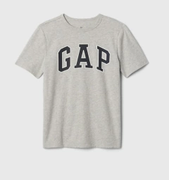 Remera "Gap" - Gris con logo azul y vivo en blanco - comprar online