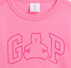 Buzo "Gap" - Cuello redondo rosa logo estampado con osito - Lupeluz