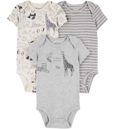 Bodies "Carter´s" x 3 unidades - Gris y crudo con animales grandes - comprar online