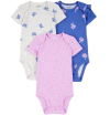 Bodies "Carter´s" x 3 unidades - Azul, gris y lila con flores y mariposas - comprar online