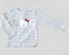 Remera "Old Bunch" - Manga larga, rayada gris y blanco con perrito